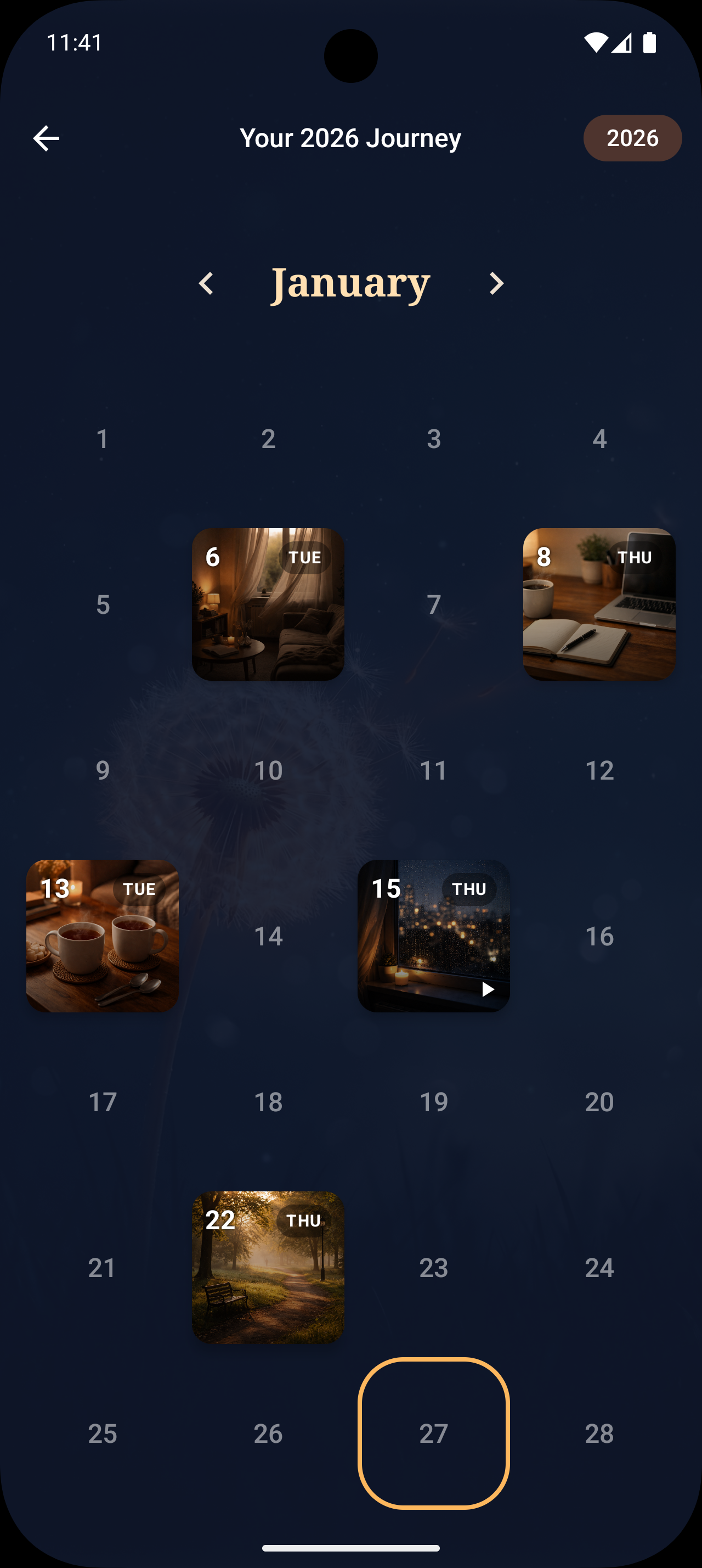 Calendar screen